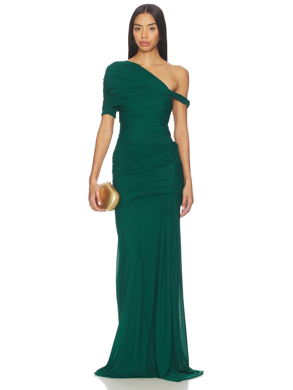 Deme by Gabriella Alba Emerald Green Ruched Maxi Gown REVOLVE $395